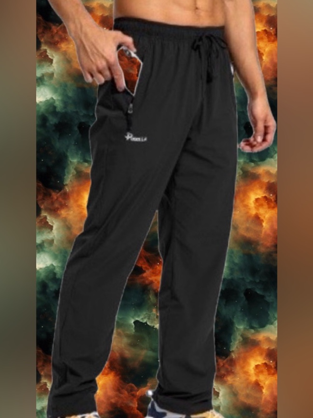 Pudolla Men’s Black athletic pant with three pockets NEW NEVER WORN